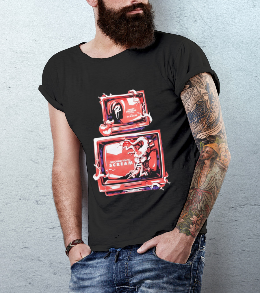 Angry Orchard Hard Cider So Good You'll Scream Retro TV Horror T-Shirt