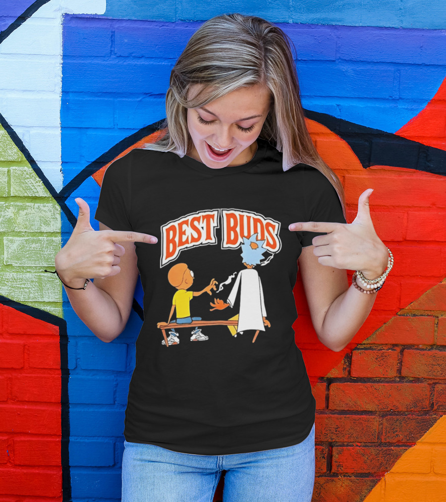 Rick And Morty Best Buds Adult Swim Cartoon Smoking Bench Scene T-Shirt