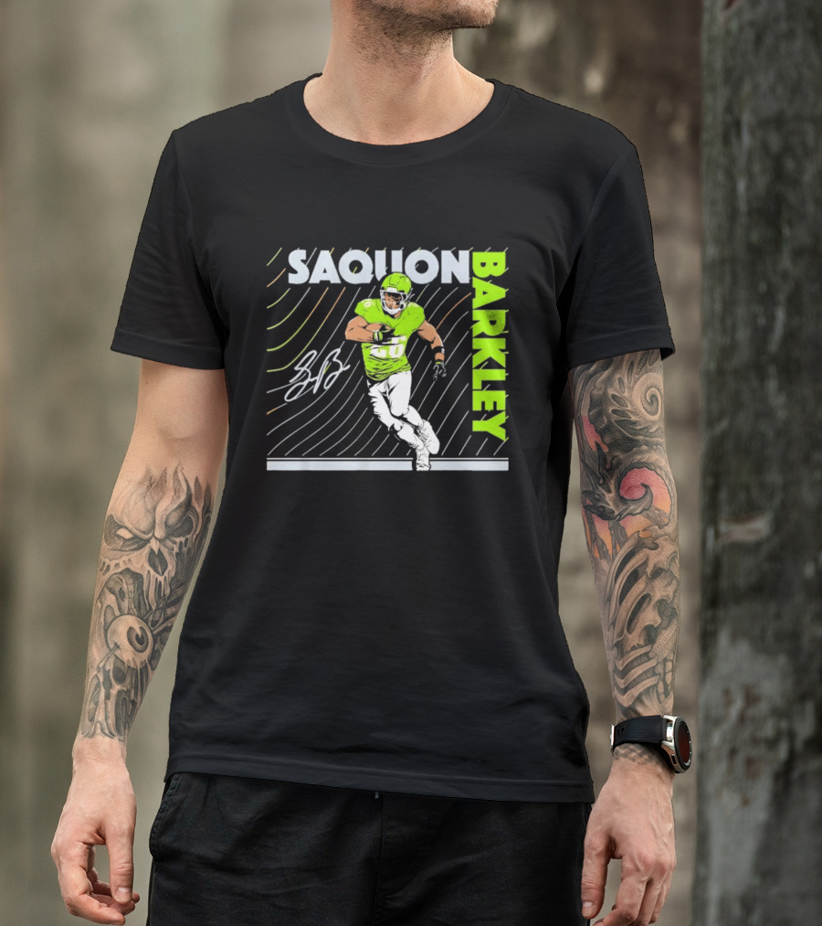 Saquon Barkley 26 Running Back Neon Green Philadelphia Eagles T-Shirt