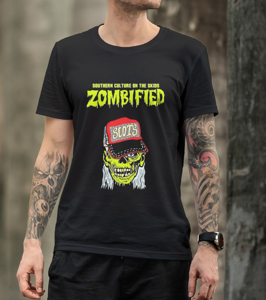 Southern Culture On The Skids Zombified Scots Skeleton With Red Cap T-Shirt