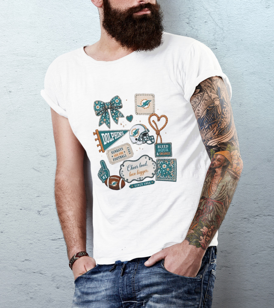 Miami Dolphins Cheer Loud Bleed Aqua Sundays Since 1966 T-Shirt