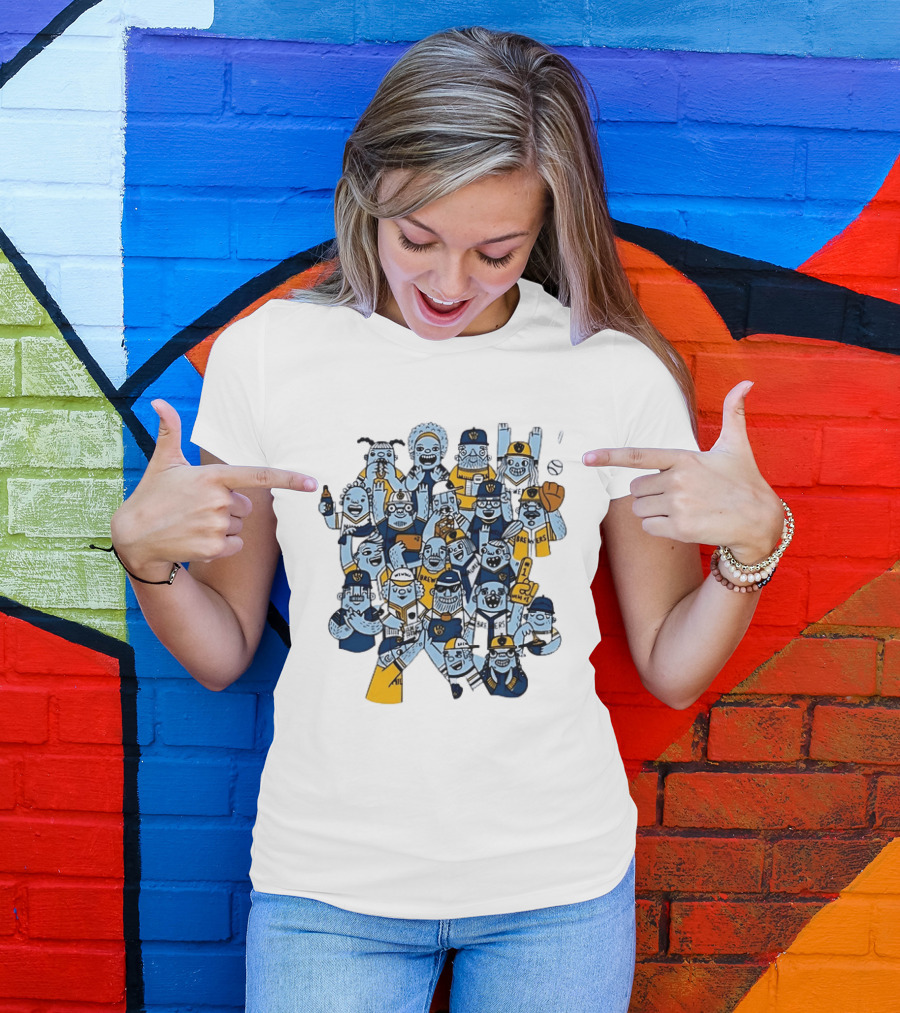 Milwaukee Brewers Fan Cartoon Characters Baseball Crowd T-Shirt