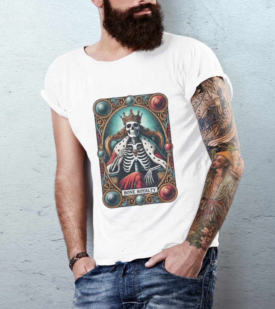 Bone Royalty Gothic Skeleton King Tarot T-Shirt