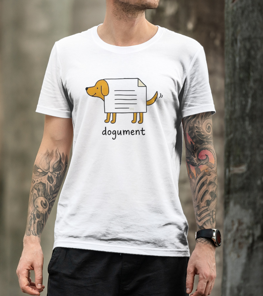 Dogument Dog Paper Pun Document Office T-Shirt
