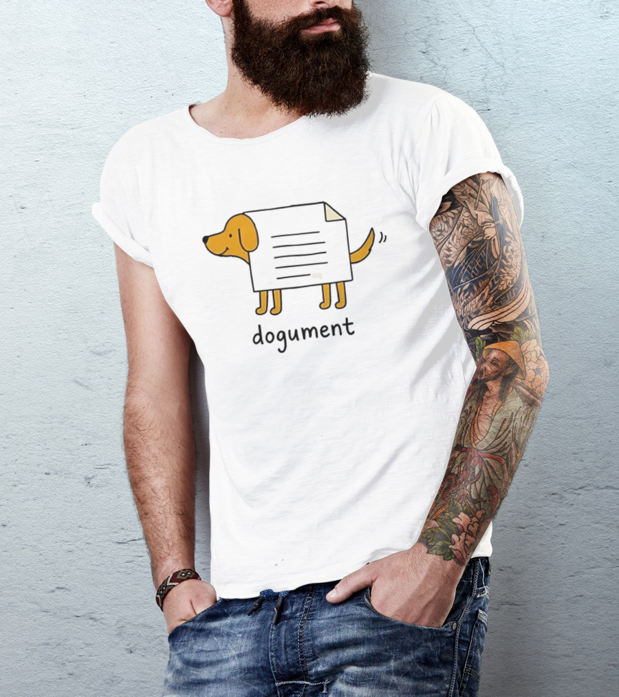 Dogument Dog Paper Pun Document Office T-Shirt