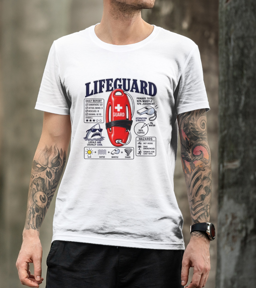 Lifeguard Daily Report Coffee And Whistle Chaos T-Shirt