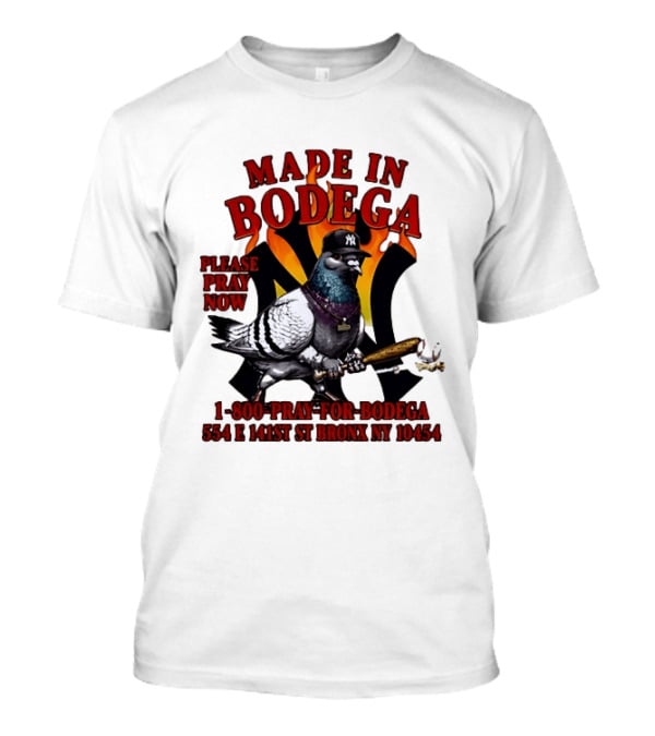 Made In Bodega New York Yankees Pigeon Baseball T-Shirt