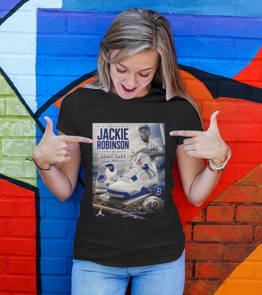 Air Jordan 4 Jackie Robinson April 2027 Release Baseball Legend 42 Nike Dodgers T-Shirt