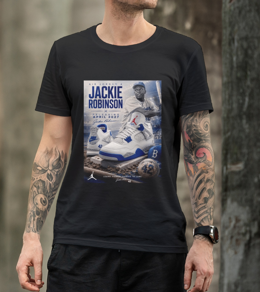 Air Jordan 4 Jackie Robinson April 2027 Release Baseball Legend 42 Nike Dodgers T-Shirt