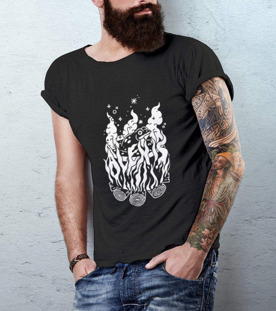 Alexisonfire Boiled Frogs Surreal Cartoon Frog With Flaming Logs T-Shirt