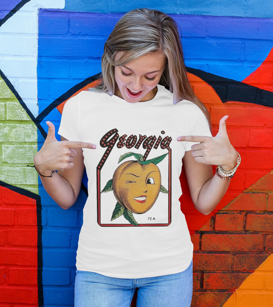 Georgia Peach Vintage Winking Icon Savannah Macon Atlanta Augusta 1950's T-Shirt