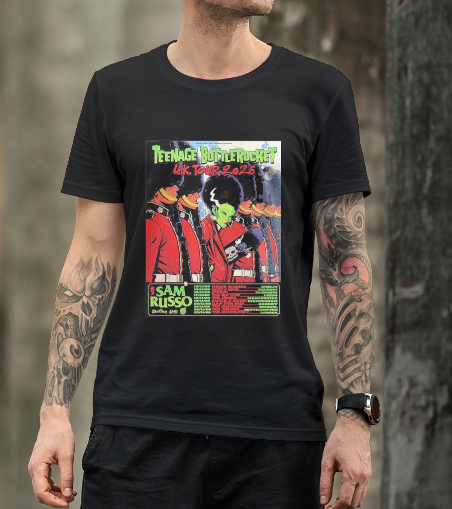 Teenage Bottlerocket UK Tour 2026 Sam Russo Dates Dublin Glasgow Brixton London T-Shirt