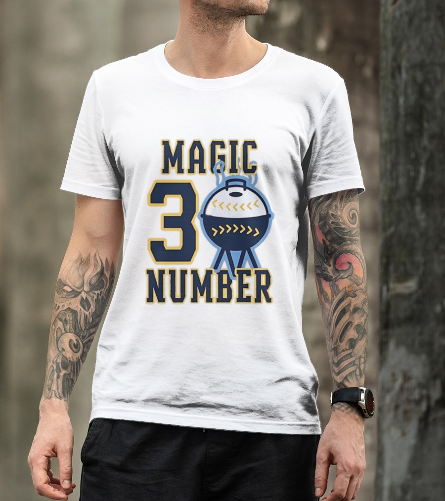 Milwaukee Brewers Magic Number 3 Baseball Grill Sports T-Shirt