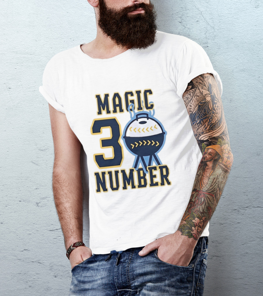 Milwaukee Brewers Magic Number 3 Baseball Grill Sports T-Shirt