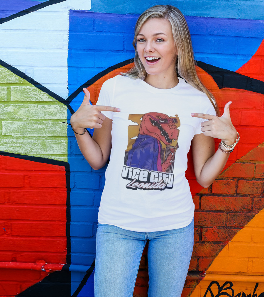 Vice City Leonida Rex Dinosaur Gaming Retro Vibes T-Shirt