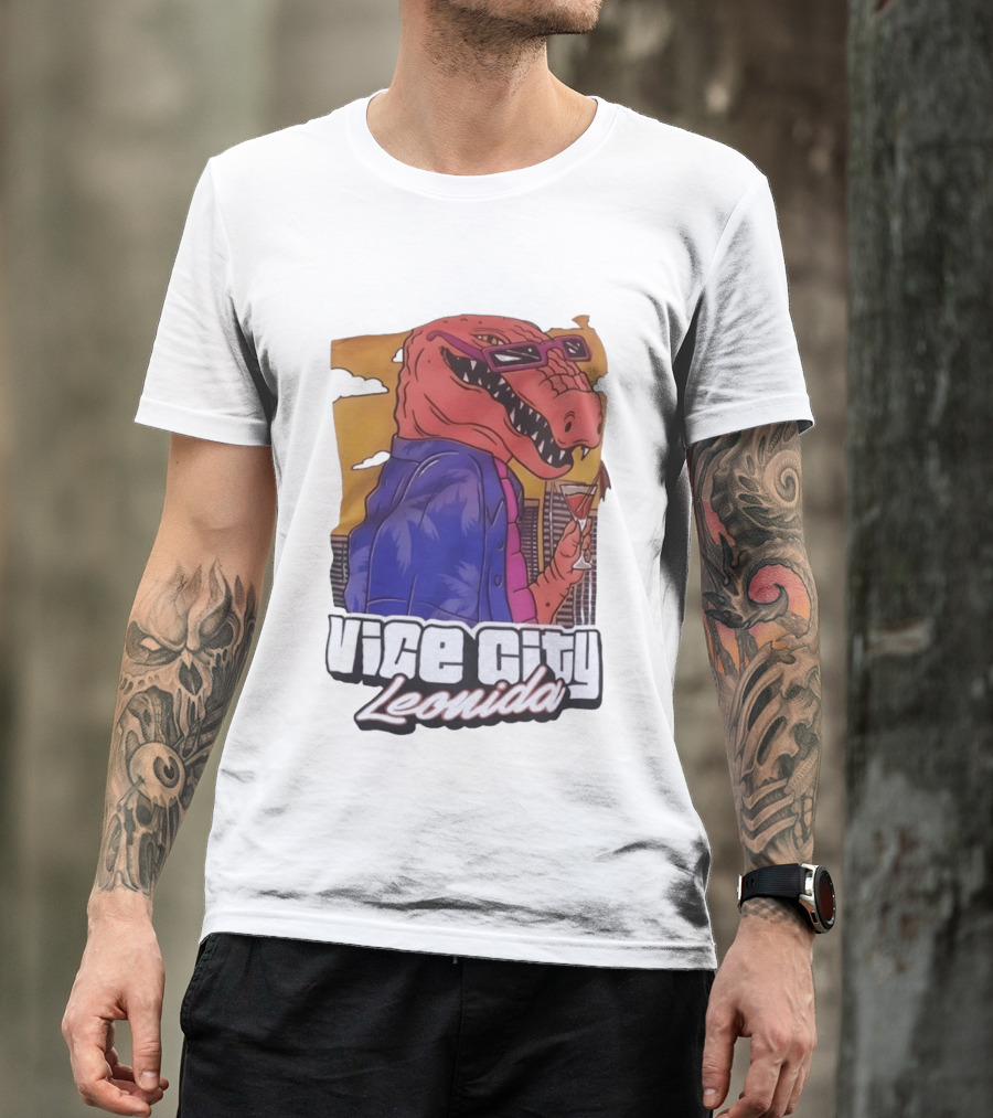 Vice City Leonida Rex Dinosaur Gaming Retro Vibes T-Shirt
