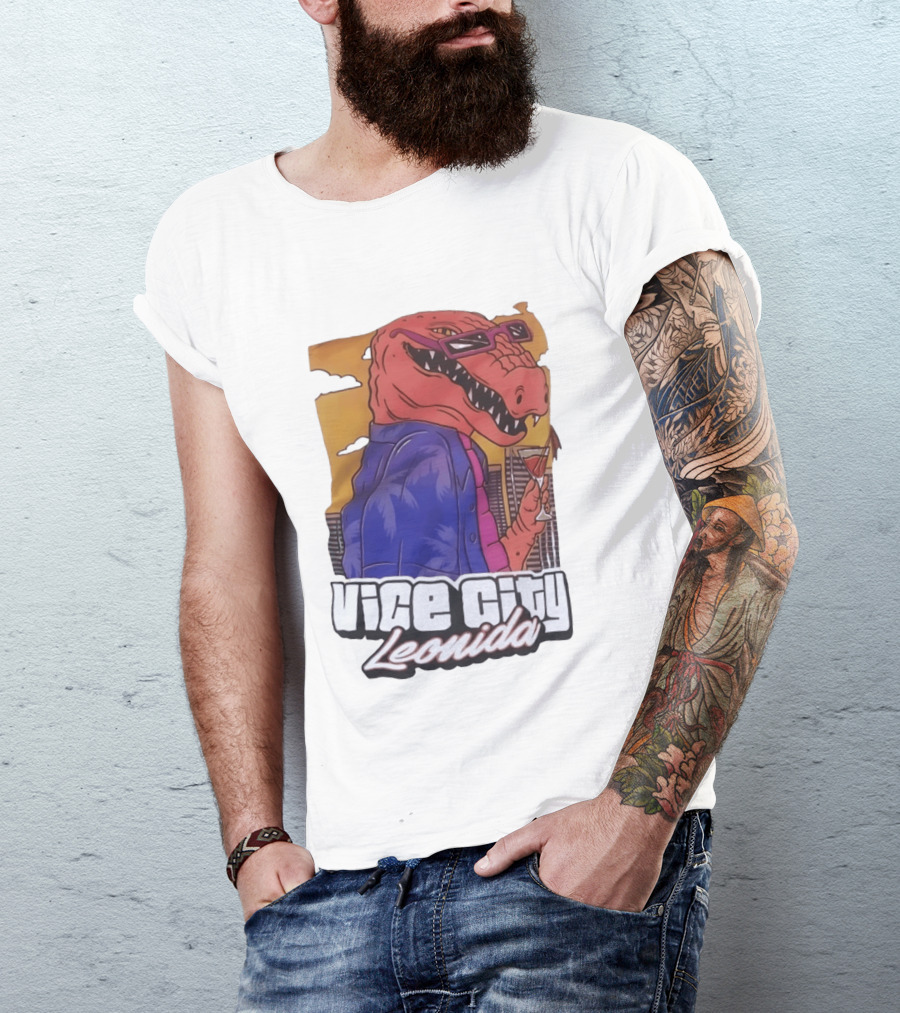 Vice City Leonida Rex Dinosaur Gaming Retro Vibes T-Shirt