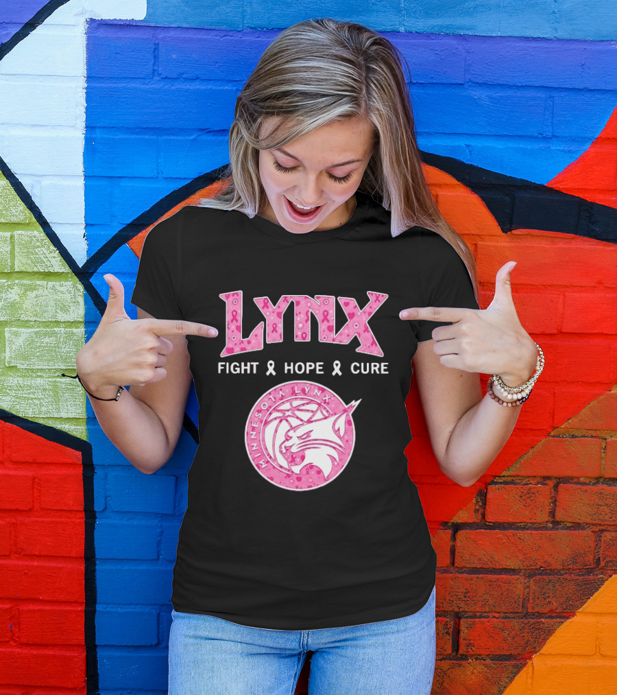 Minnesota Lynx Fight Hope Cure Breast Cancer Awareness Pink Ribbon T-Shirt