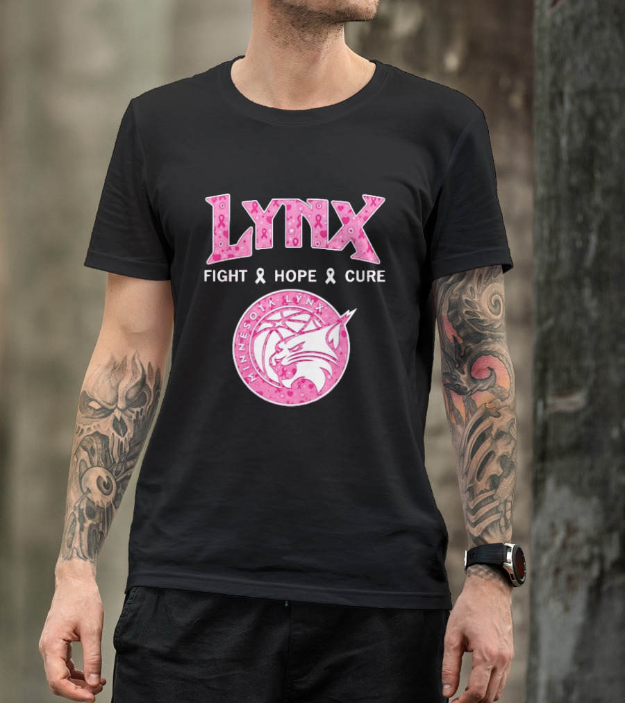 Minnesota Lynx Fight Hope Cure Breast Cancer Awareness Pink Ribbon T-Shirt