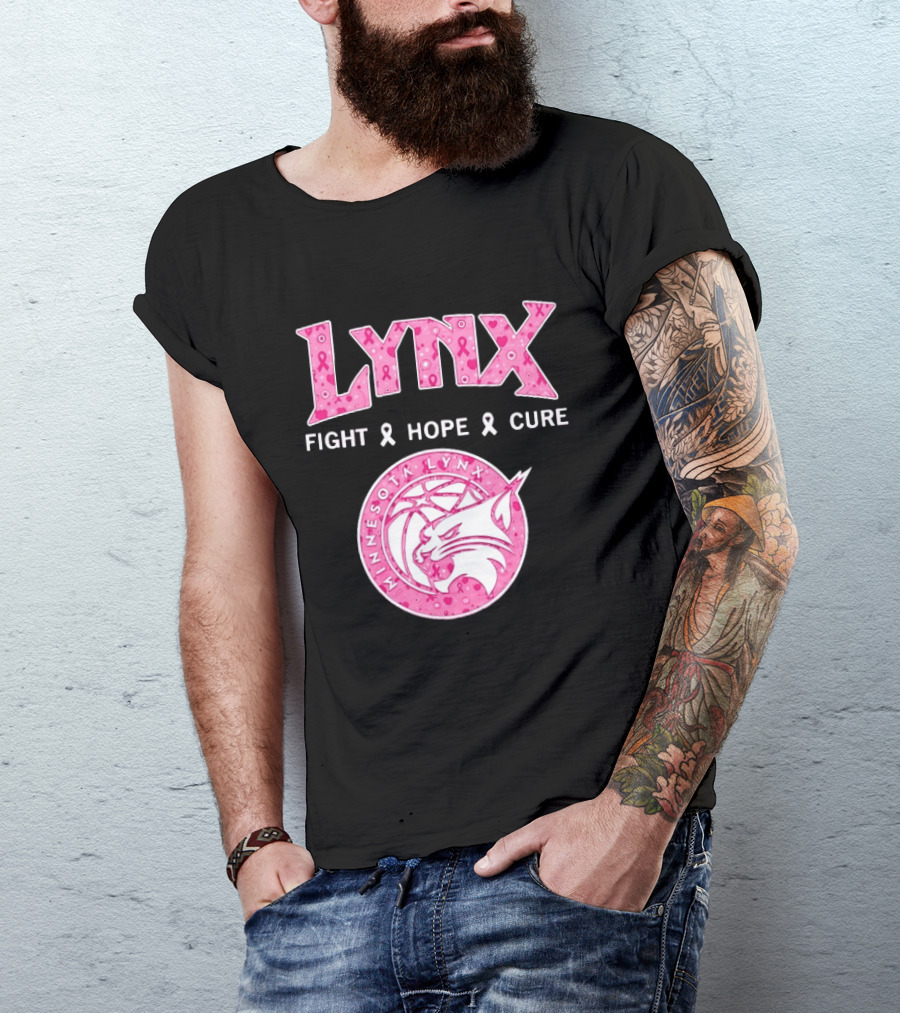 Minnesota Lynx Fight Hope Cure Breast Cancer Awareness Pink Ribbon T-Shirt