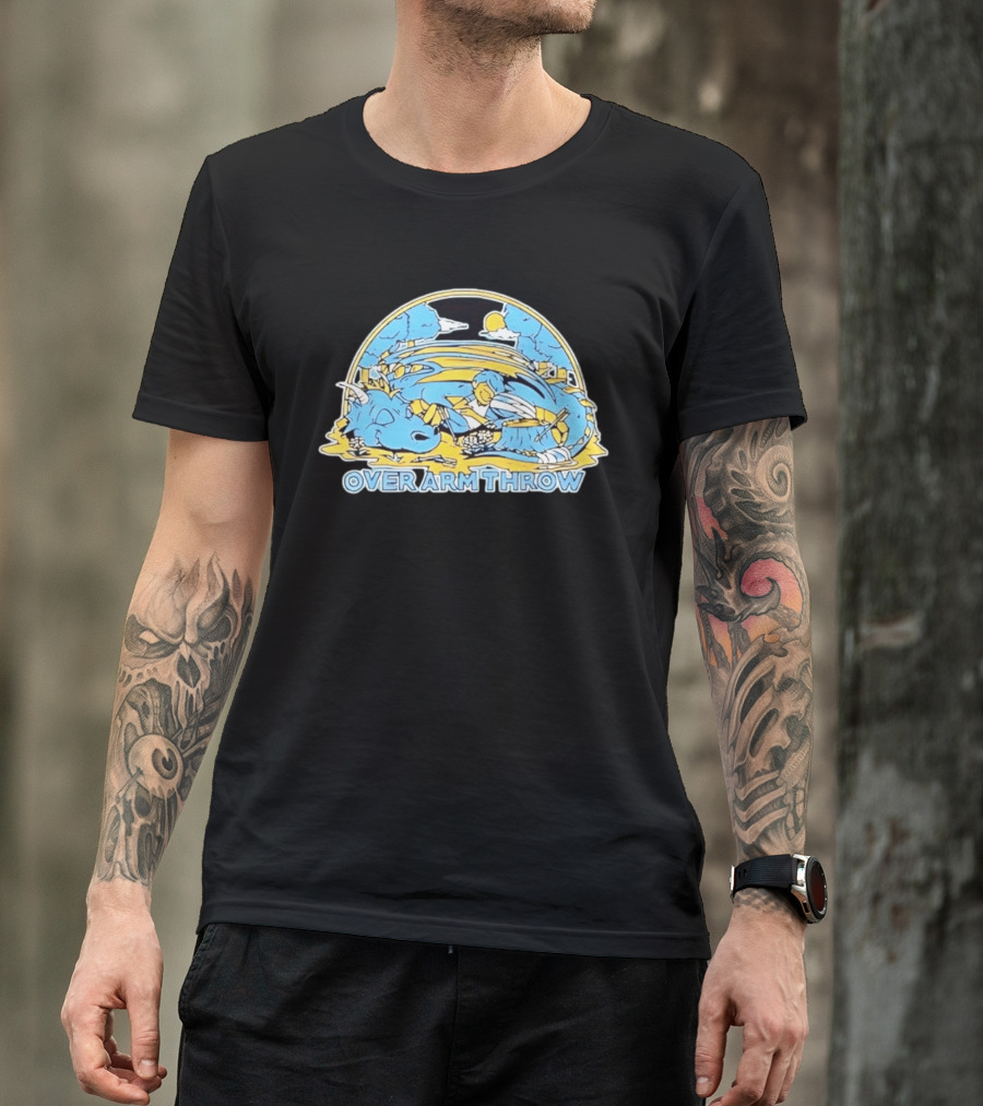Over Arm Throw Cartoon Sleeping Blue Dragon Under Moonlit Sky T-Shirt
