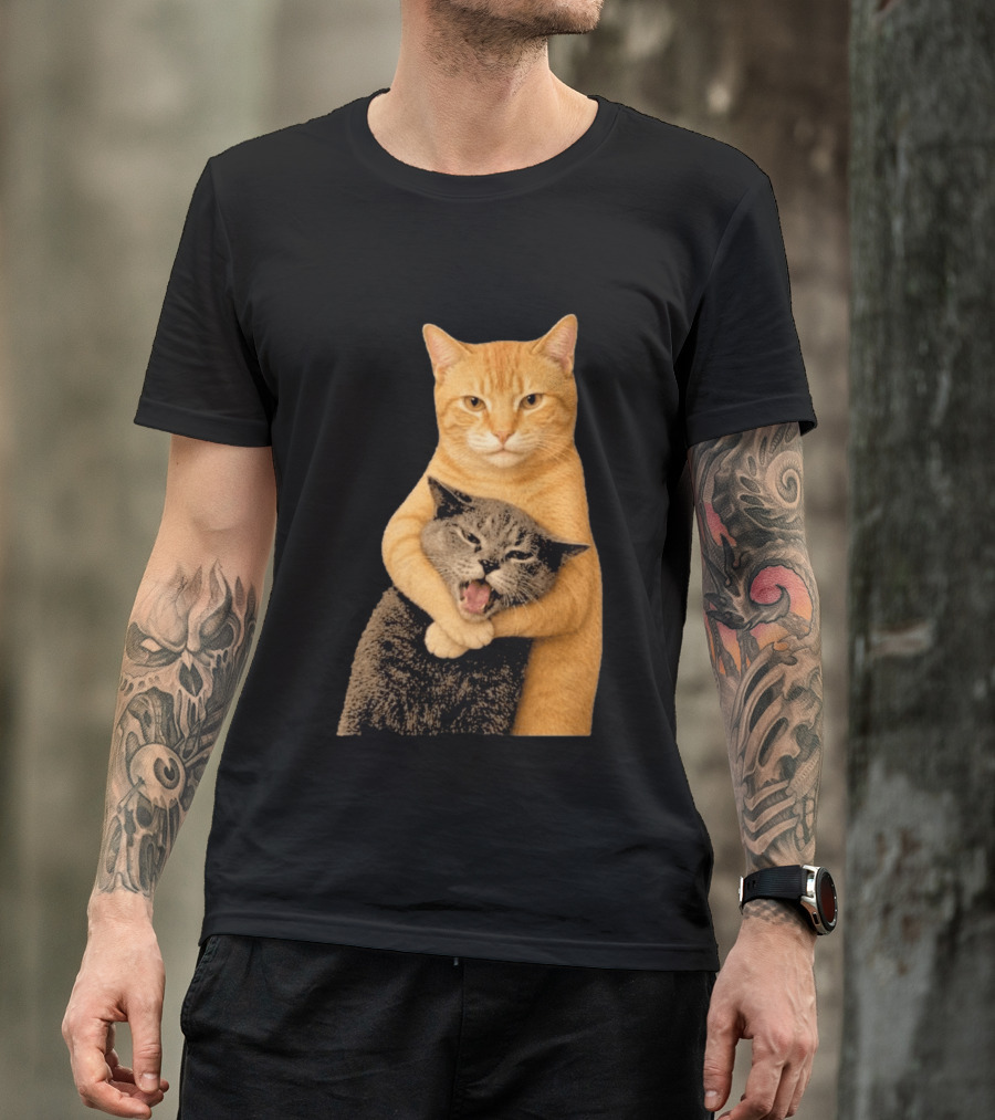 Cat Fight Meme Hugging Cats Funny Pet Lovers T-Shirt