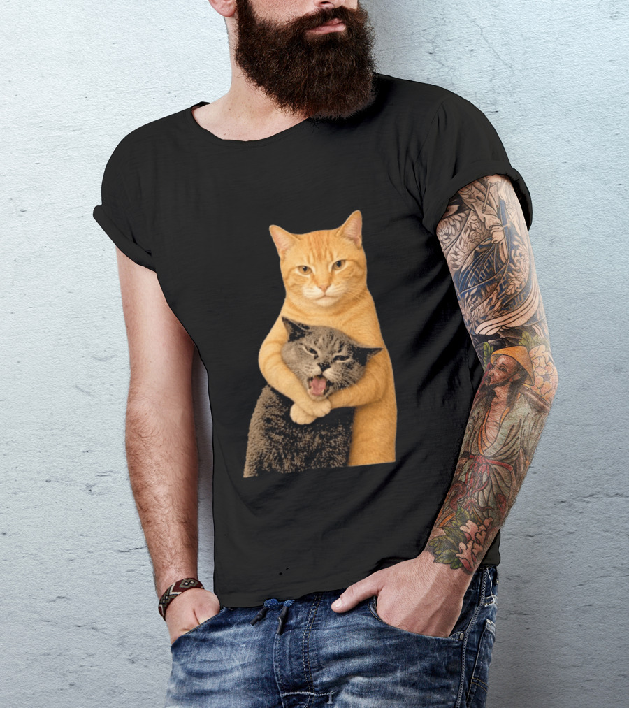 Cat Fight Meme Hugging Cats Funny Pet Lovers T-Shirt
