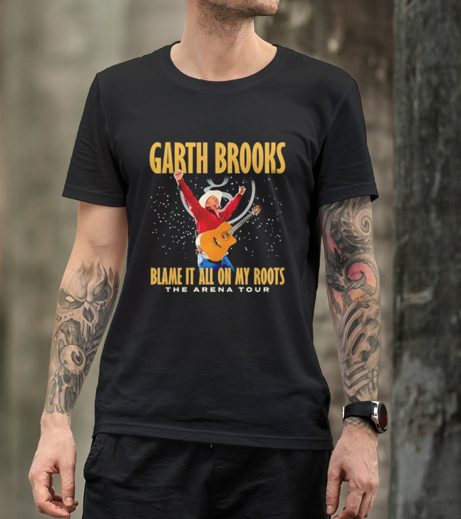 Garth Brooks Blame It All On My Roots The Arena Tour Cowboy Guitarist Celebration T-Shirt