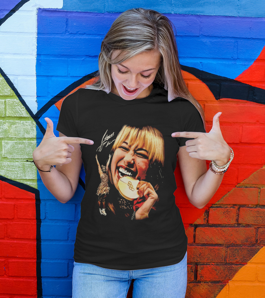 Tara Lipinski Olympic Gold Medal Celebration Iconic Figure Skater Image T-Shirt