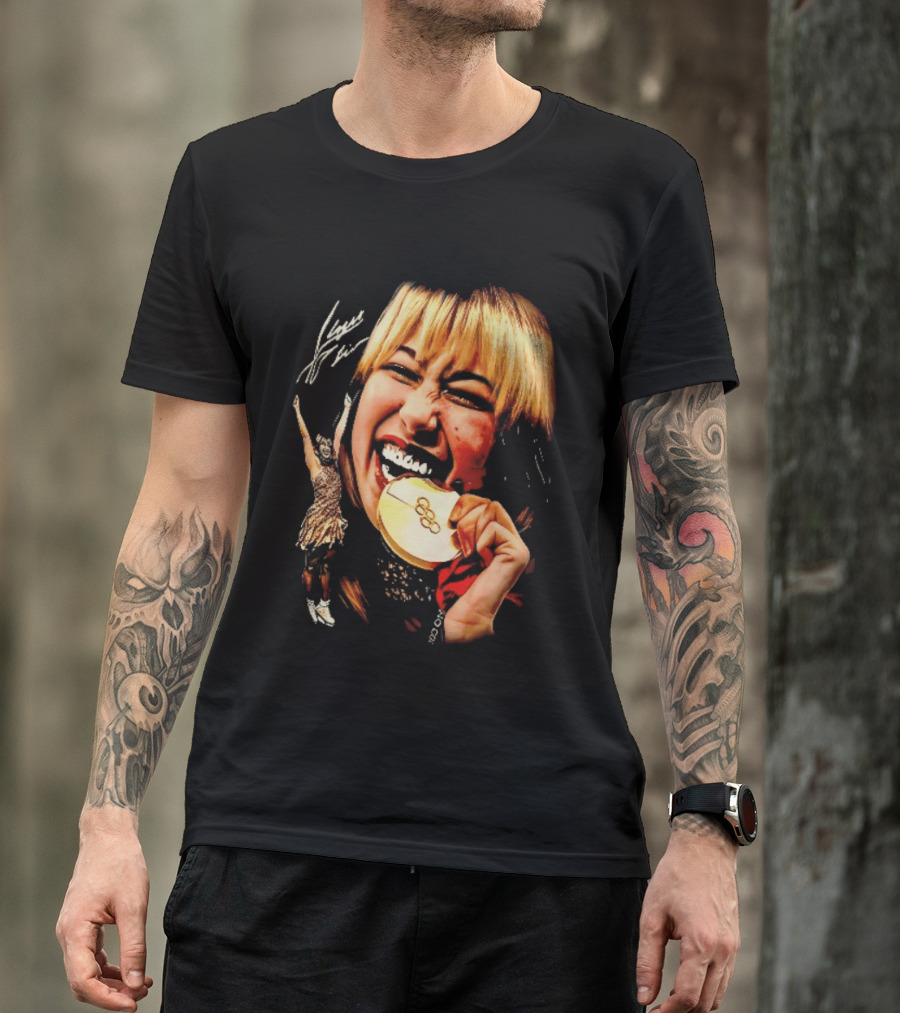 Tara Lipinski Olympic Gold Medal Celebration Iconic Figure Skater Image T-Shirt