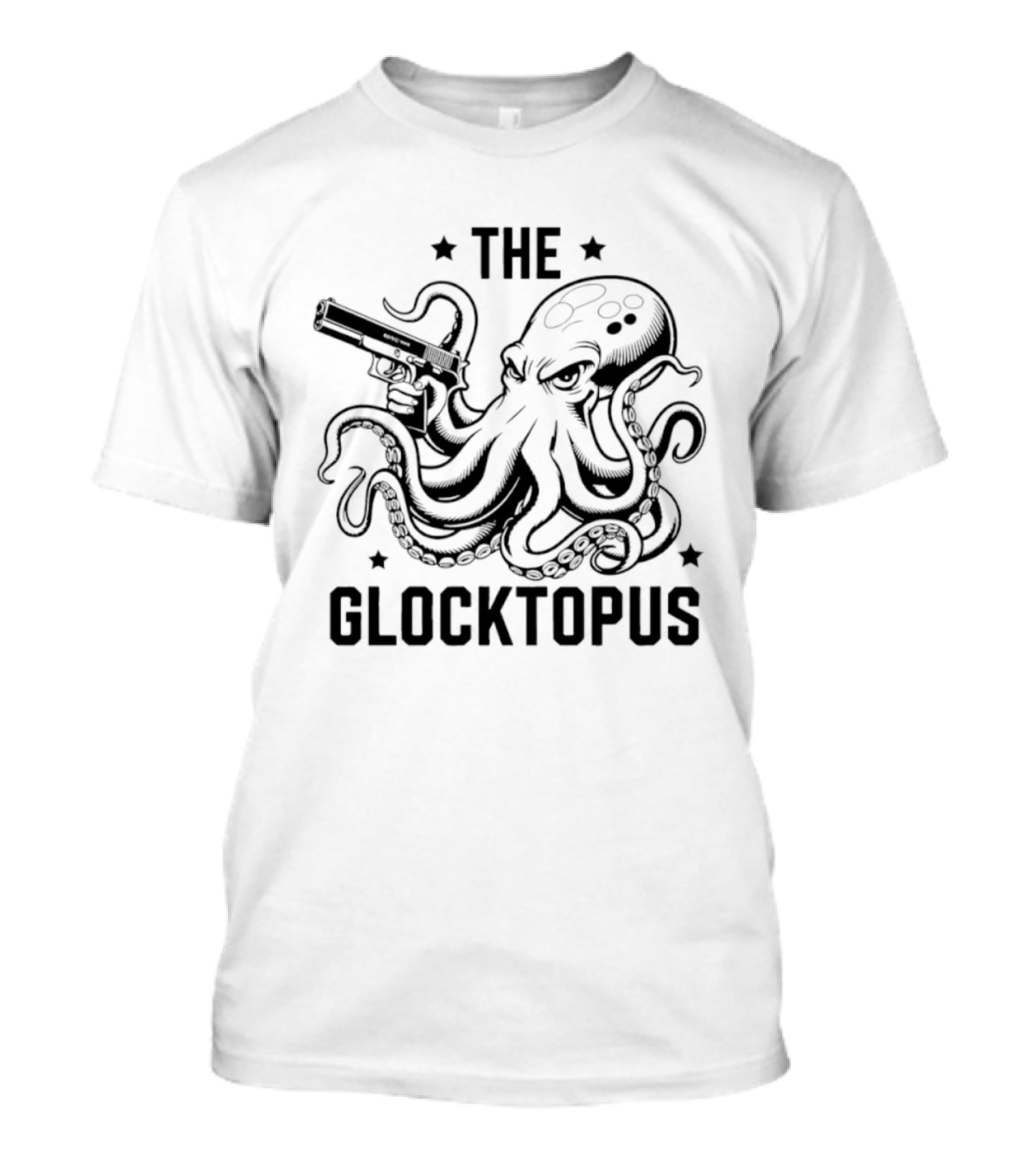 The Glocktopus Octopus Holding A Gun Graphic Image T-Shirt