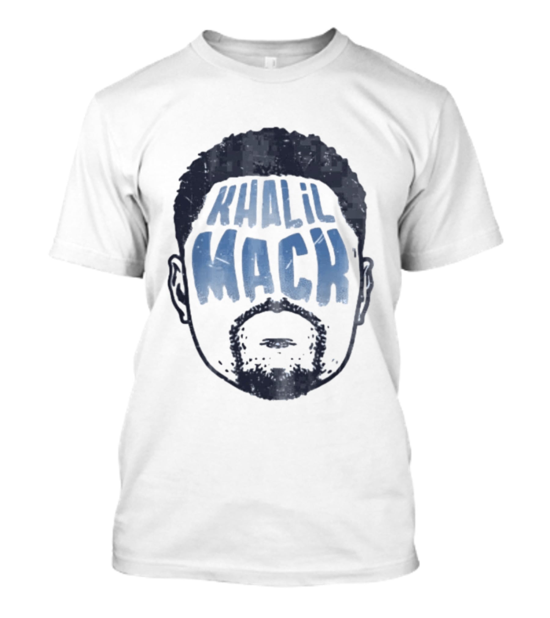 Khalil Mack Bearded Face Blue Distressed T-Shirt