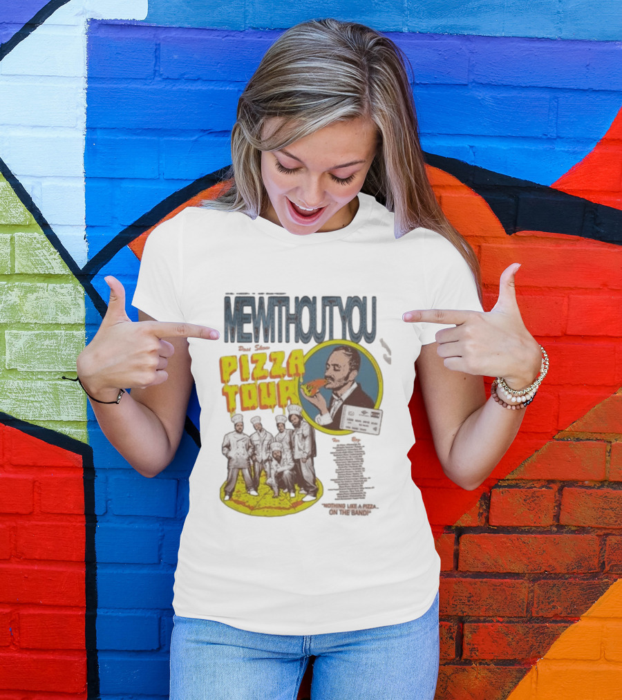 MeWithoutYou Pizza Tour Band Eating Slice T-Shirt