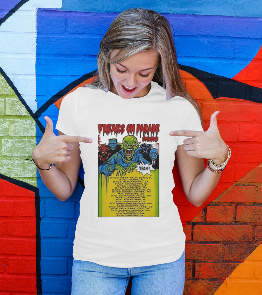 Freaks On Parade Tour 2023 Rob Zombie Dates West Palm Beach Tampa Atlanta Concord T-Shirt