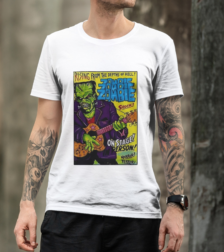 Rising From The Depths Of Hell Zombie On Stage In Person Horror Terror Shock T-Shirt