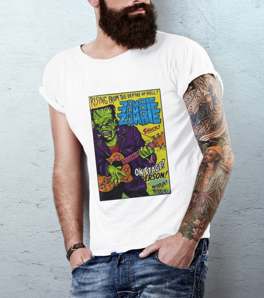Rising From The Depths Of Hell Zombie On Stage In Person Horror Terror Shock T-Shirt