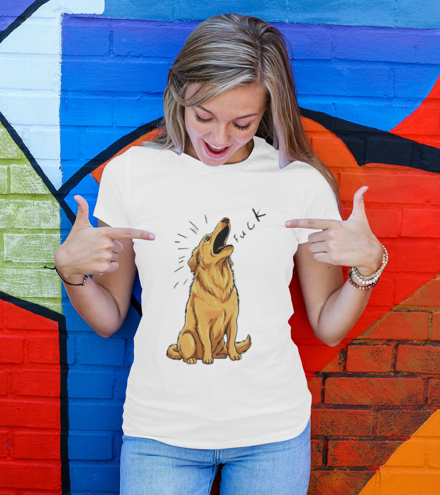 Howling Dog Saying Fuck Yellow Labrador Retriever Expression T-Shirt