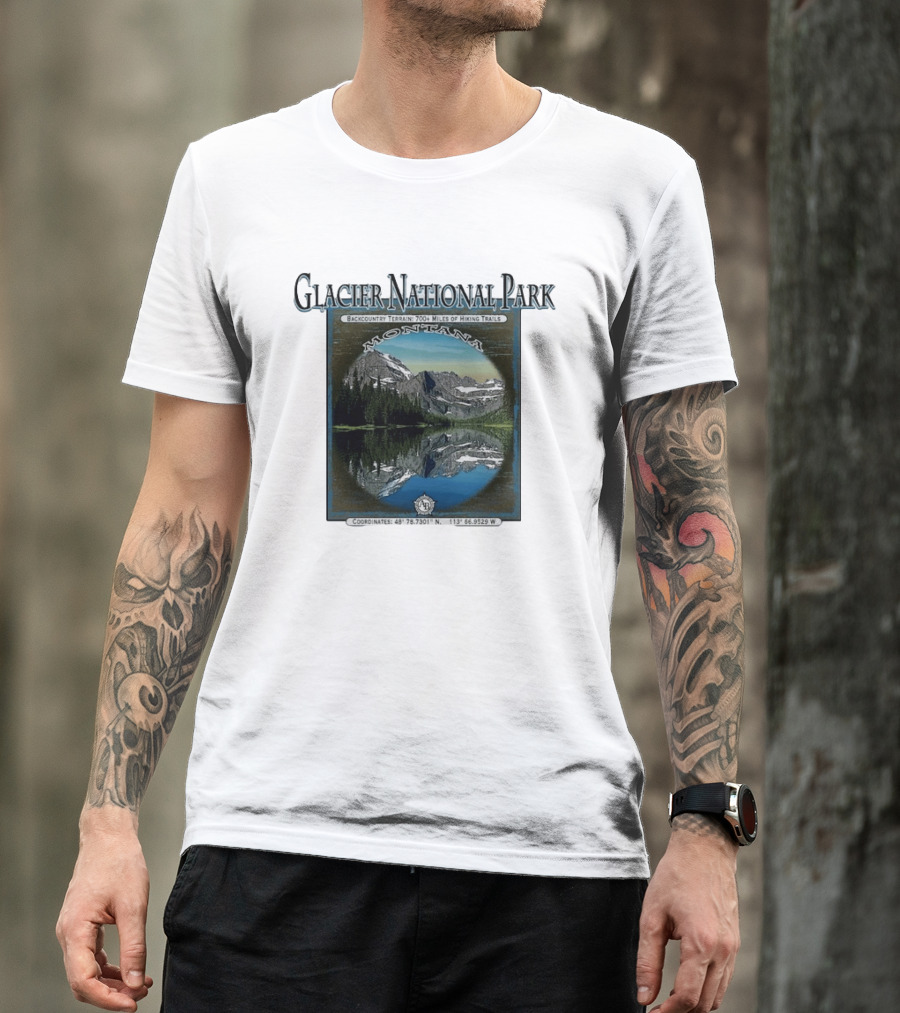 Glacier National Park Montana Backcountry Terrain 700 Miles Hiking Trails T-Shirt