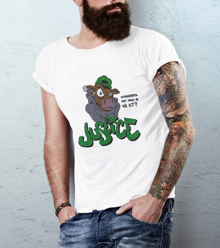 Justice Hamburgers Are Made Of What Go Vegetarian Cow T-Shirt