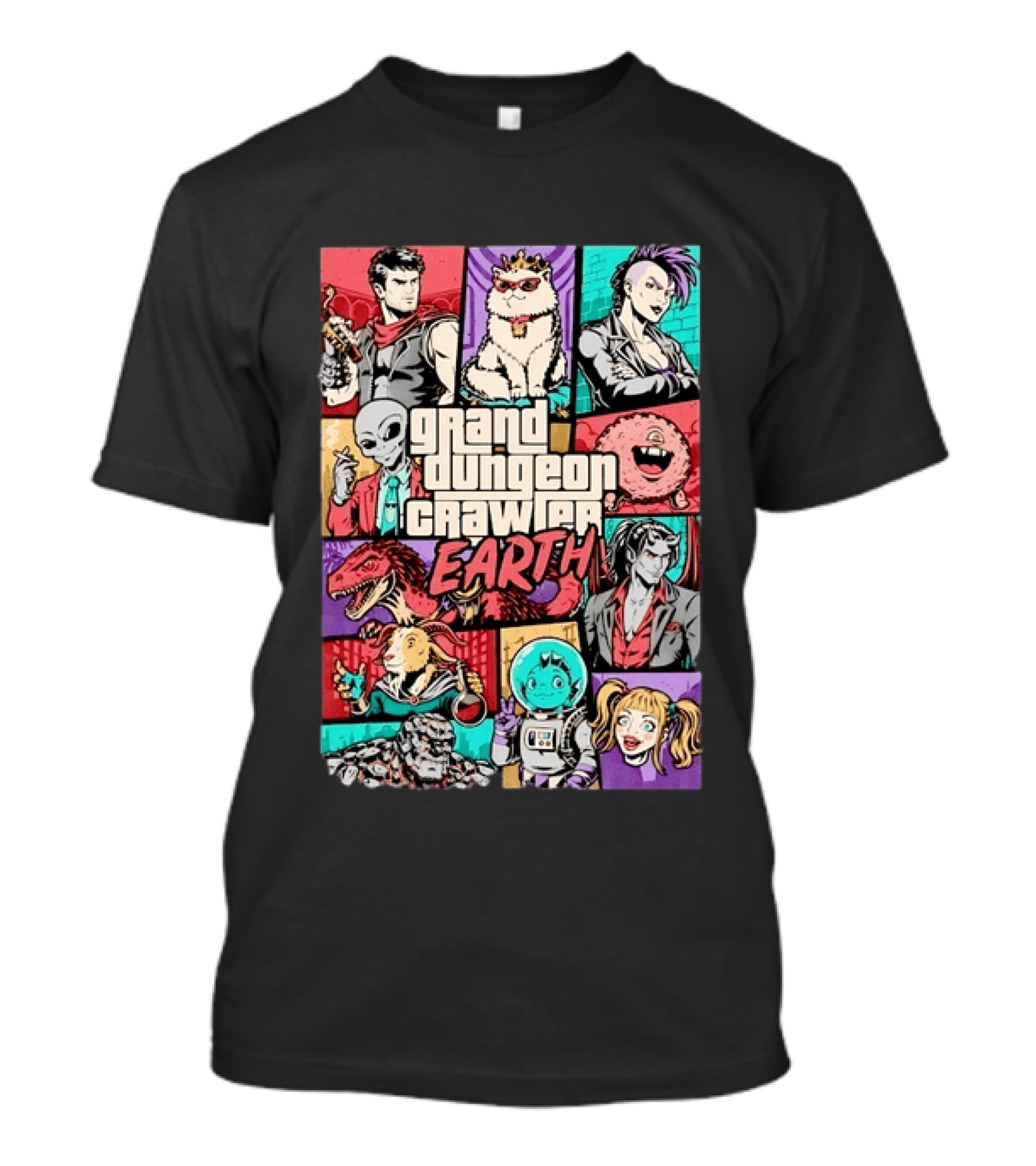 Grand Dungeon Crawler Earth Fantasy Characters Compilation T-Shirt