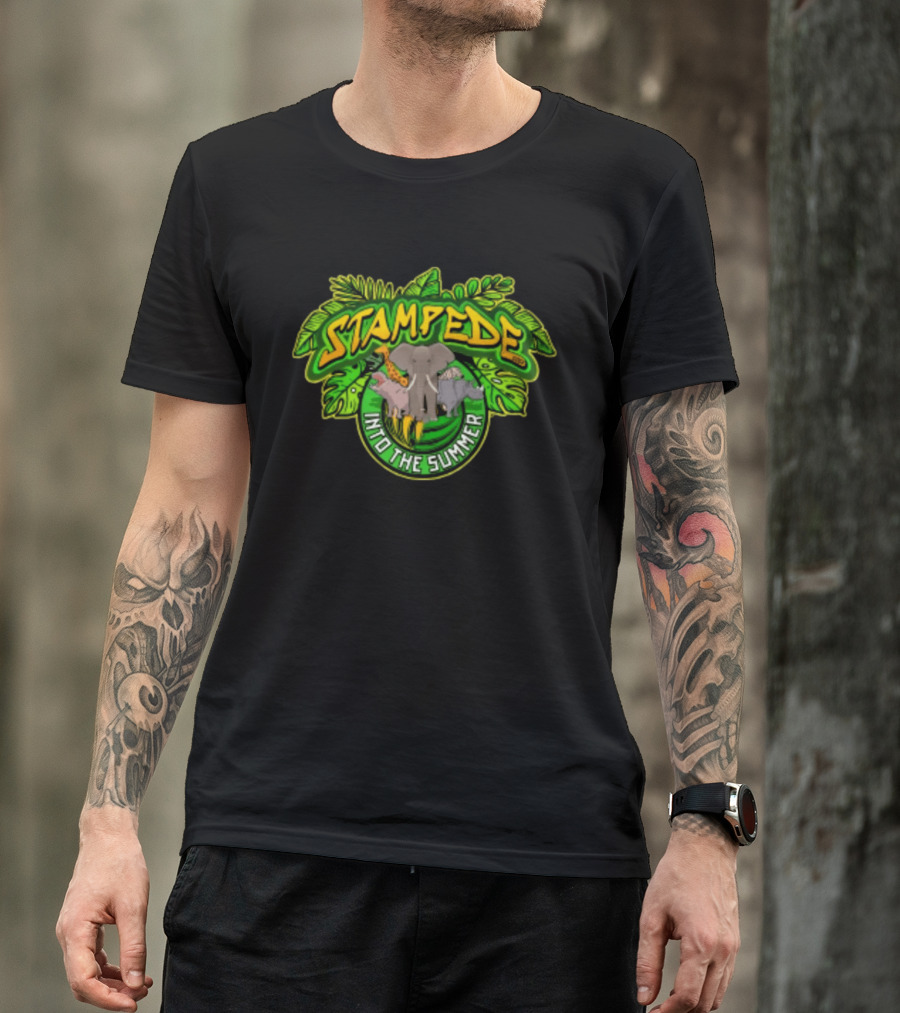 Stampede Into The Summer Elephant Giraffe Hippo Tropical 2026 T-Shirt