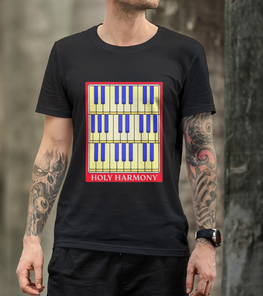 Holy Harmony Stained Glass Piano Keyboard Classical Music T-Shirt