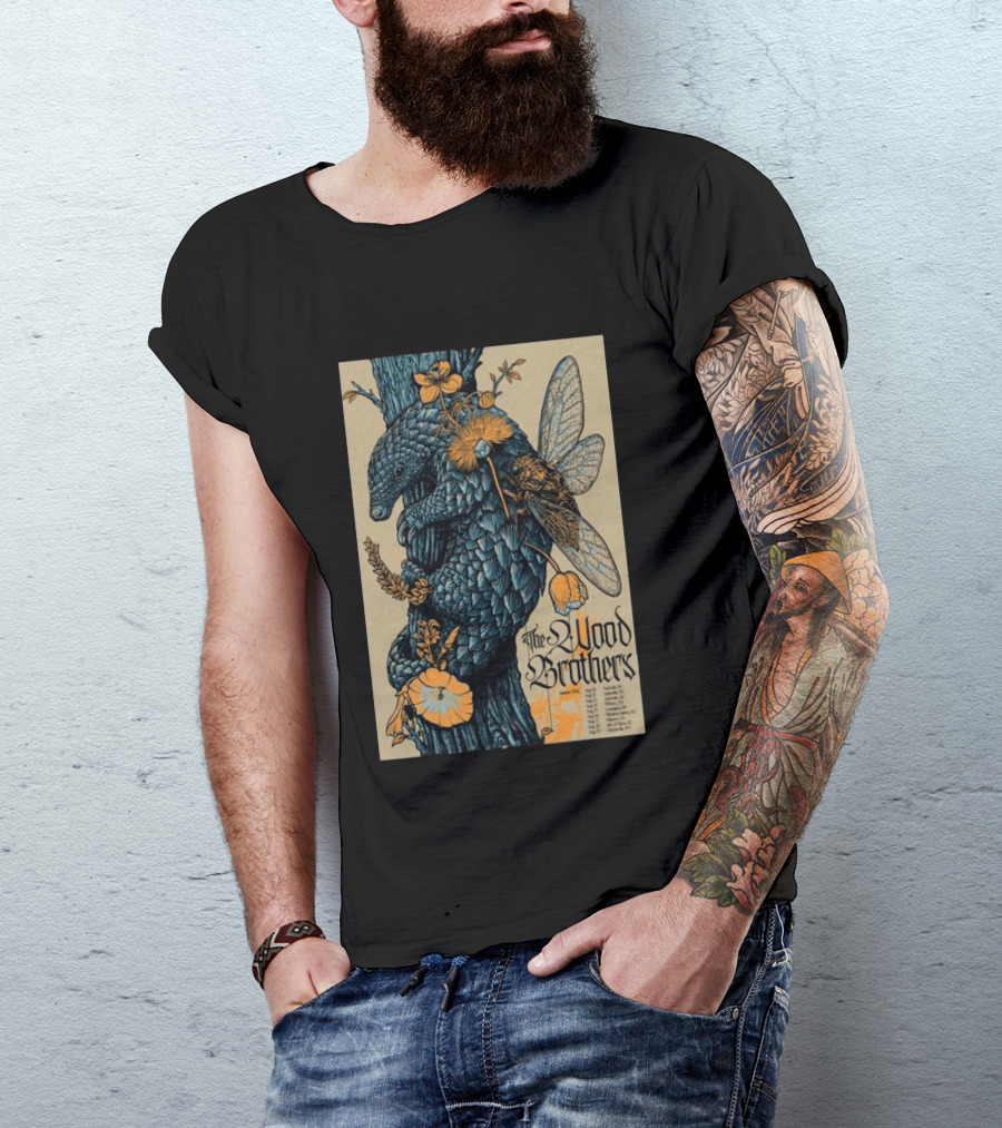 The Wood Brothers August 20 2026 Nashville TN Tour Pangolin And Cicada T-Shirt