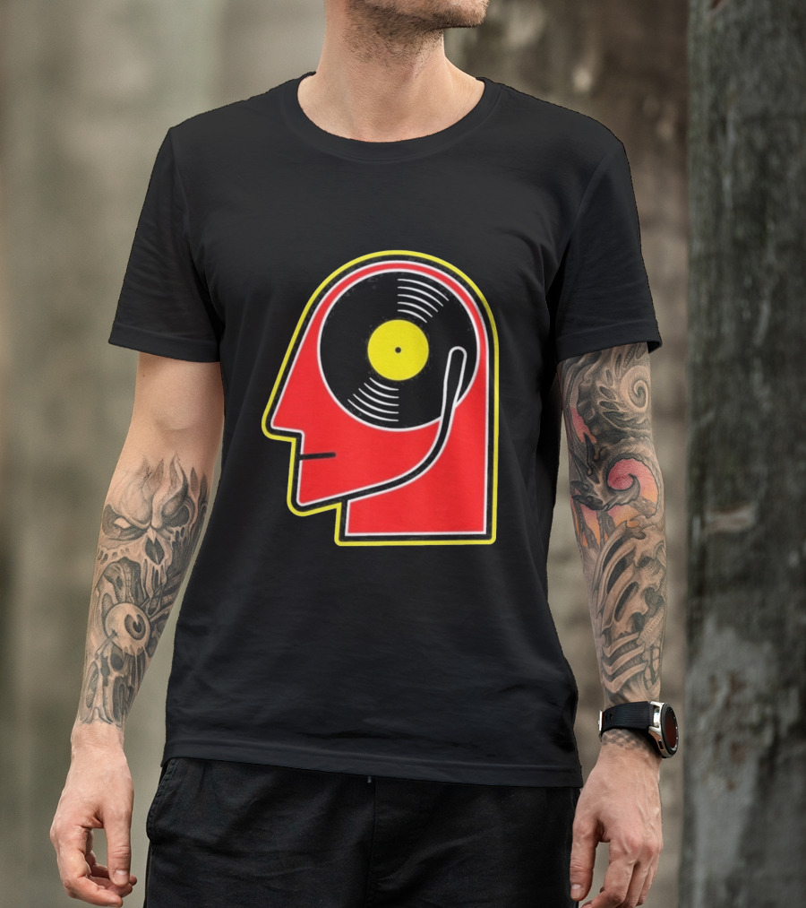 Vinyl Album Head With Record Disc Ear Retro Music T-Shirt