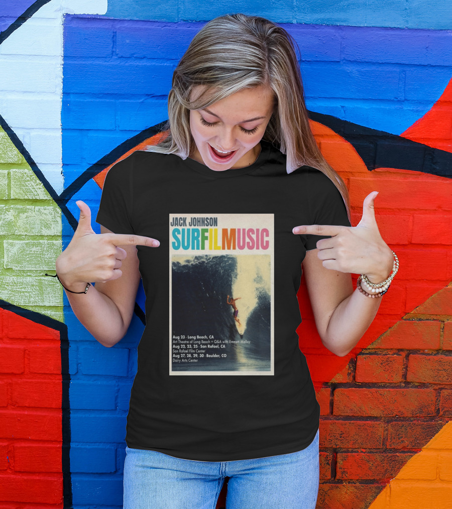 Jack Johnson Surf Film Music Tour Long Beach San Rafael Boulder August 2026 Events T-Shirt