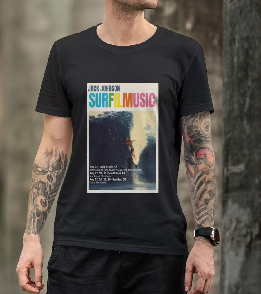 Jack Johnson Surf Film Music Tour Long Beach San Rafael Boulder August 2026 Events T-Shirt