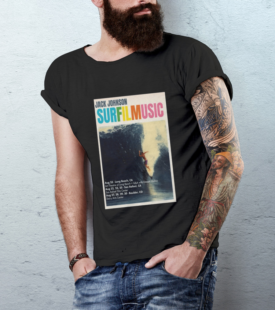 Jack Johnson Surf Film Music Tour Long Beach San Rafael Boulder August 2026 Events T-Shirt