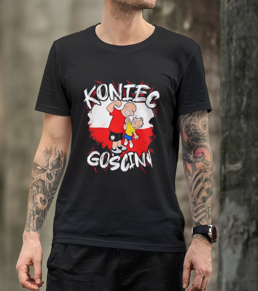 Koniec Gosciny Polish Football Cartoon Polska Flag T-Shirt