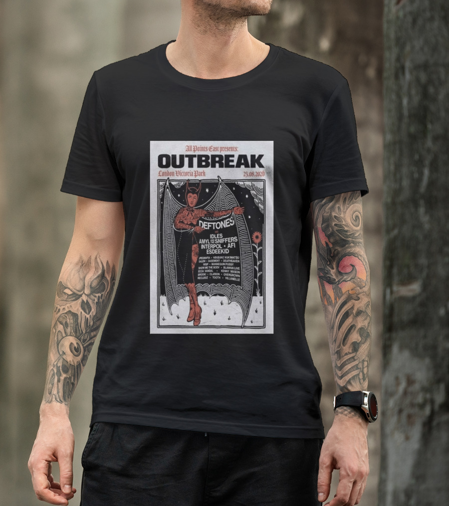All Points East Presents Outbreak London Victoria Park 25.08.2026 Deftones Idles Amy Sniffers Interpol AFI Esdeekid T-Shirt