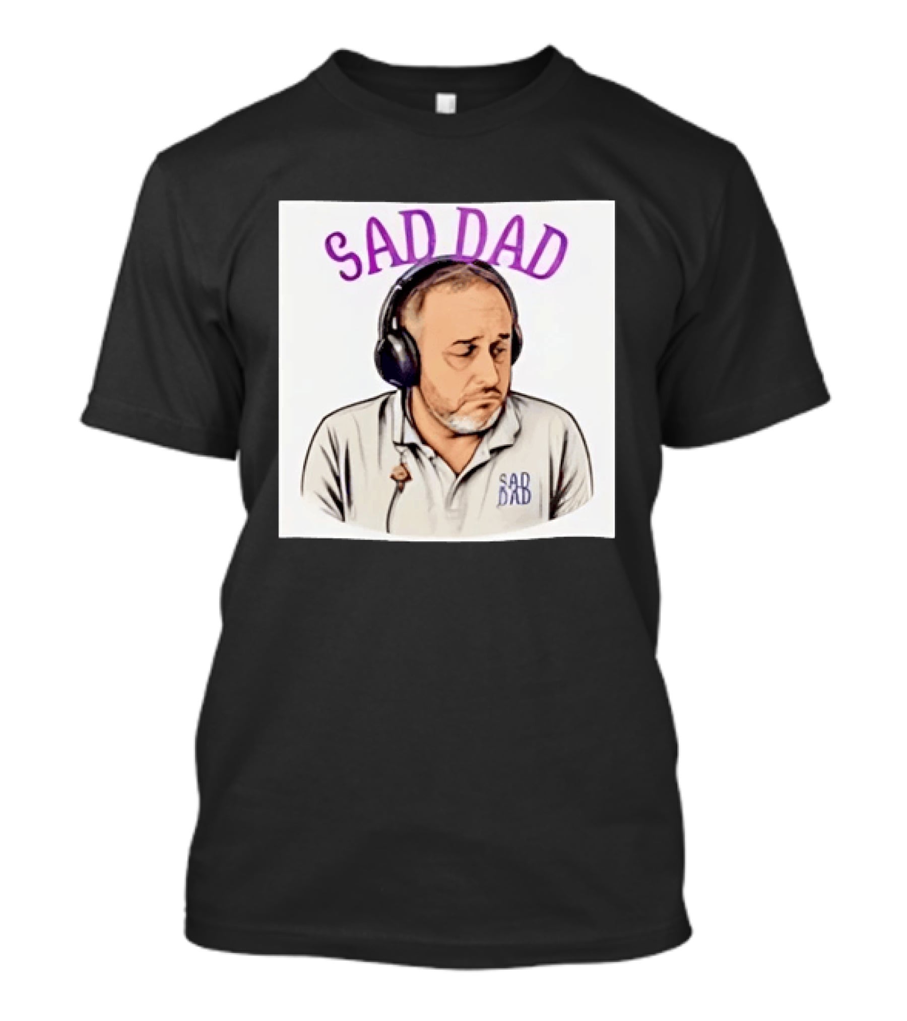 Sad Dad Headphones Fatherhood Parenting Mood T-Shirt